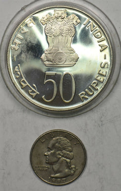 Republic India 1974 B 50 Rupees Silver. Planned Families BU0623 combine shipping