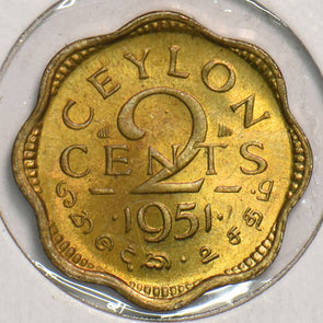 Ceylon 1951 2 Cents 199069 combine shipping