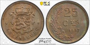 Luxembourg 1927 25 Centimes PCGS MS64 KM-37 PC0893 combine shipping