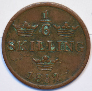 Sweden 1832 1/6 Skilling 193325 combine shipping