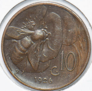Italy 1926 10 Centesimi Honey Bee animal Vittorio Emanvele III 292907 combine sh
