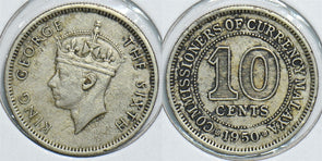 Malaya 1950 10 Cents 153836 combine shipping