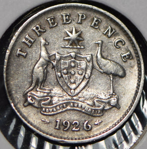 Australia 1926 3 Pence Kangaroo animal Emu  191447 combine shipping