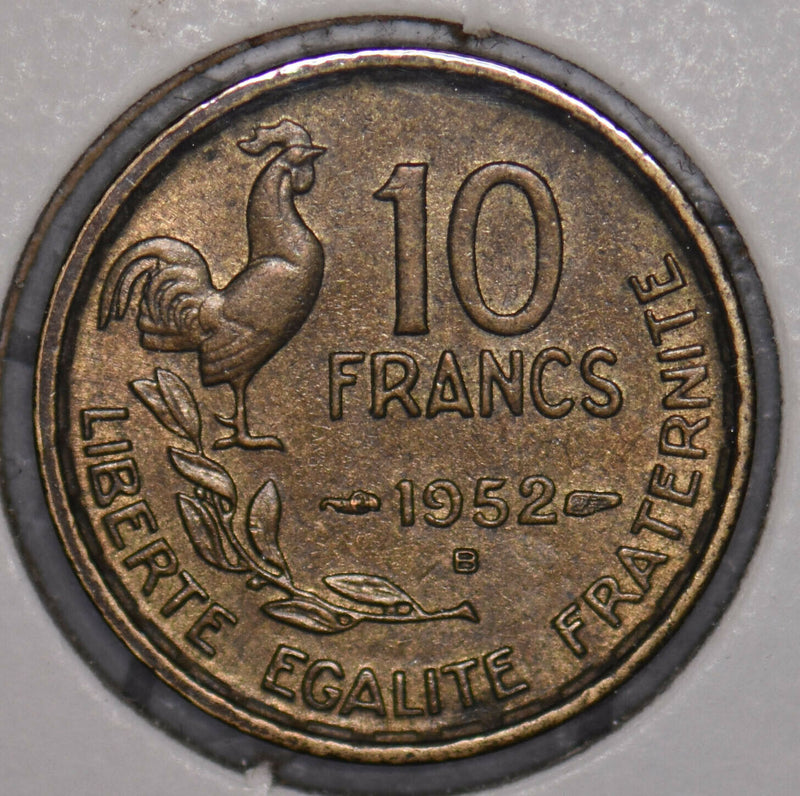 France 1952 10 Francs Rooster animal  900431 combine shipping