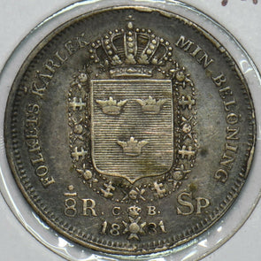 Sweden 1831 1/8 Riksdaler 491267 combine shipping