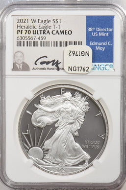 2021-W Silver Eagle T-1 Heraldic NGC PF70 Ultra Cameo Moy Signed NG1762