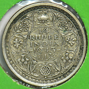 India British 1943 1/4 Rupee 152945 combine shipping