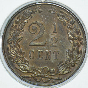 Netherlands 1905 2 1/2 Cents Ch toned UNC 291598 combine shipping