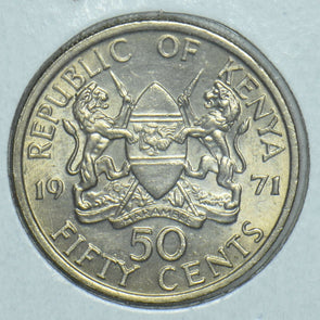 Kenya 1971 Mzeejomo Kenyatta 50 Cents Lions animal First President Of Kenya 1915