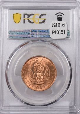 New Zealand 1953 1/2 Penny PCGS MS 65 RED PI0151 combine shipping