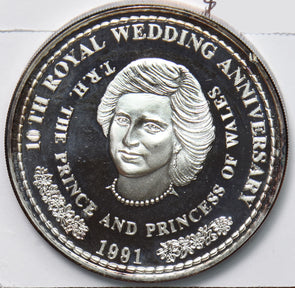 Turks and Caicos Islands 1991 Crown piefort Proof mintage 400 rare Princess Dian