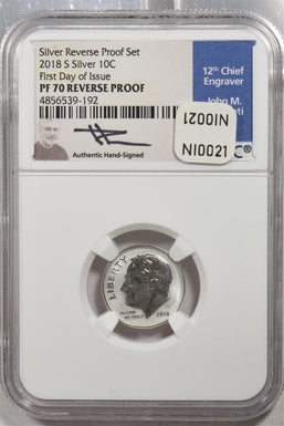 2018-S Silver 10 Cents Reverse First Day Issue Mercanti Signed NGC PF 70 NI0021