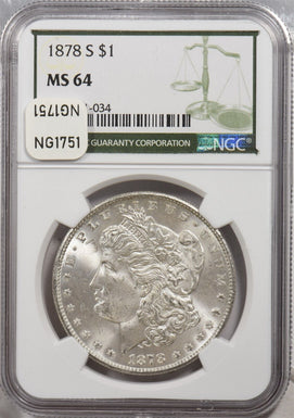 1878-S Morgan Dollar Silver NGC MS64 NG1751