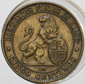 Spain 1870 5 Centimos Lion animal 297625 combine shipping