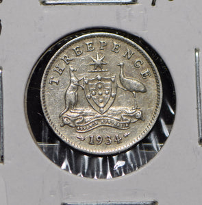 Australia 1934 3 Pence Kangaroo animal Moorhen  191273 combine shipping