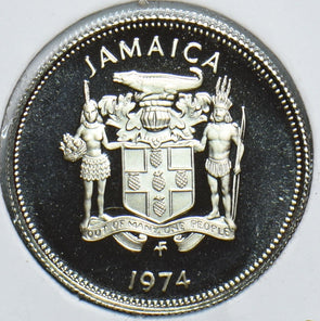 Jamaica 1974 5 Cents Crocodile animal Proof 153804 combine shipping