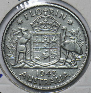 Australia 1943 Florin Kangaroo animal 193630 combine shipping