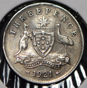 Australia 1921 3 Pence Kangaroo animal Emu  191455 combine shipping