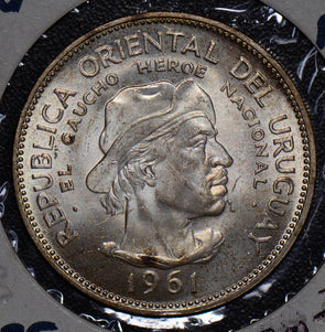 Uruguay 1961 10 Pesos silver U0044 combine shipping