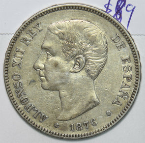 Spain 1876 5 Pesetas S0322 combine shipping