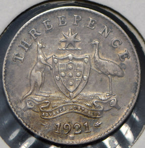 Australia 1921 3 Pence Kangaroo animal Emu  191464 combine shipping