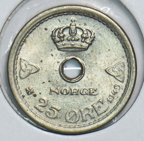 Norway 1949 25 Ore BU 299130 combine shipping