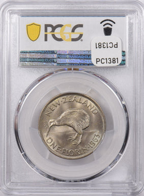 New Zealand 1963 Florin Kiwi Bird animal PCGS MS 66 PC1381 combine shipping