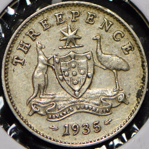 Australia 1935 3 Pence Kangaroo animal Emu  191351 combine shipping