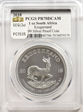 2018 Silver 1oz South Africa Krugerrand PCGS Proof 70DCAM PC1535
