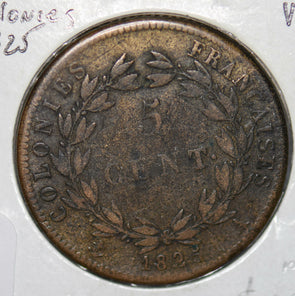 French Colonies 1825 5 Centimes  290032 combine shipping