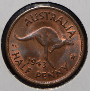 Australia 1943 1/2 Penny kangaroo animal  190590 combine shipping
