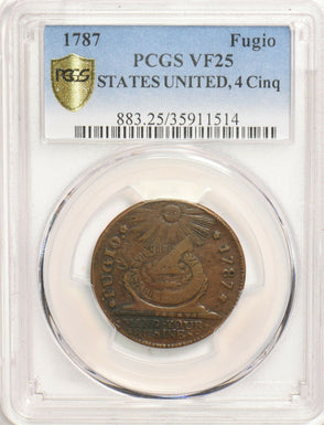 1787 Fugio PCGS VF25 4 Cinquefoils rare this grade PC1189 combine shipping