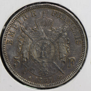 France 1867 BB  silver 5 Francs F0193 combine shipping