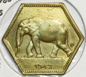 Belgium Congo 1943 2 Francs Elephant animal 197694 combine shipping