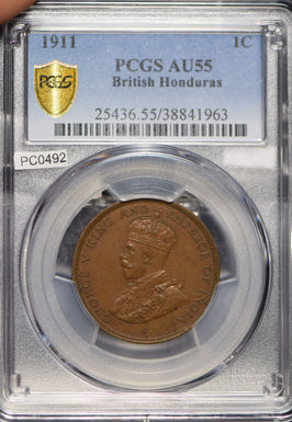 British Honduras 1911 Cent PCGS AU55 scarce date PC0492 combine shipping