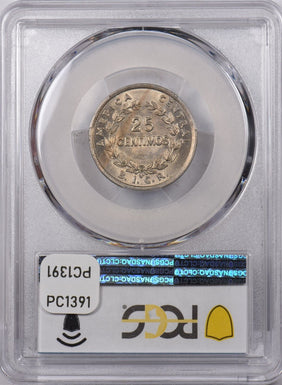 Costa Rica 1935 BICR 25 Centimos PCGS MS 64 PC1391 combine shipping
