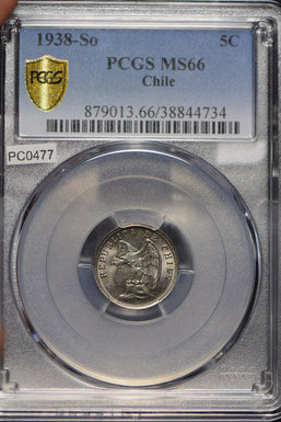 Chile 1938 So 5 Centavos Defiant Andean Condor animal PCGS MS66 PC0477 combine s