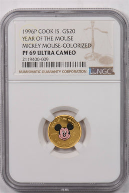 Cook Islands 1996 P 20 Dollars gold NGC Proof 69 Ultra Cameo 0.1oz gold. Year of