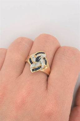 10K Gold Sapphire Diamond Ring 3.7g RG0175