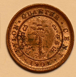 Ceylon 1901  1/4 Cent BU C0139 combine shipping