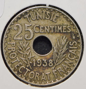 Tunisia 1938 AH 1357 25 Centimes  191316 combine shipping