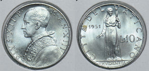 Vatican 1951 AH 1336//4 10 Lire 299090 combine shipping