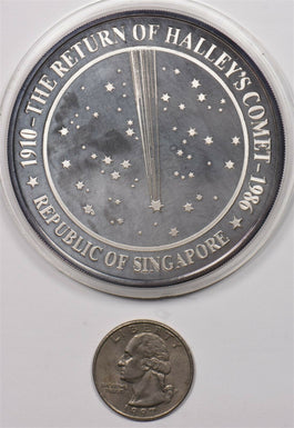 Singapore 1986 Lion animal 5oz silver Return of Halley's comet BU0733