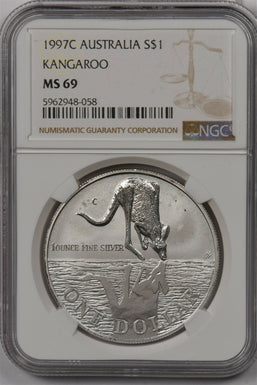 Australia 1997 C Dollar silver NGC MS 69 Kangaroo NG1456 combine shipping