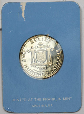 1976 Gold Belize Mayan Commemorative $100 .500 In Orginal Mint Holder Proof GL0