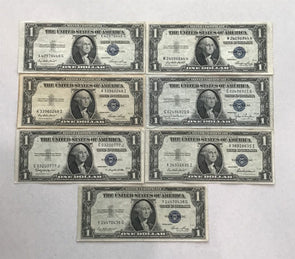 1935series Silver Certificates Dollar Lot of 7 1935 D-circ,4-1935 E-Nice,1935
