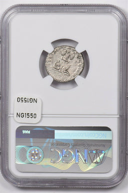 Roman Empire 79 -81 AD AR Denarius silver NGC CH VF 3.15g rv two captives std. a