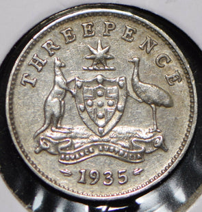 Australia 1935 3 Pence Kangaroo animal Emu  191343 combine shipping