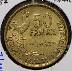 France 1952 50 Francs Rooster animal  290192 combine shipping