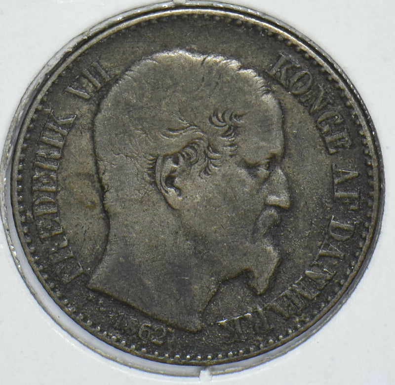 Danish West Indies 1862 Fredrick VII 10 Cents Silver 290968 combine shipping